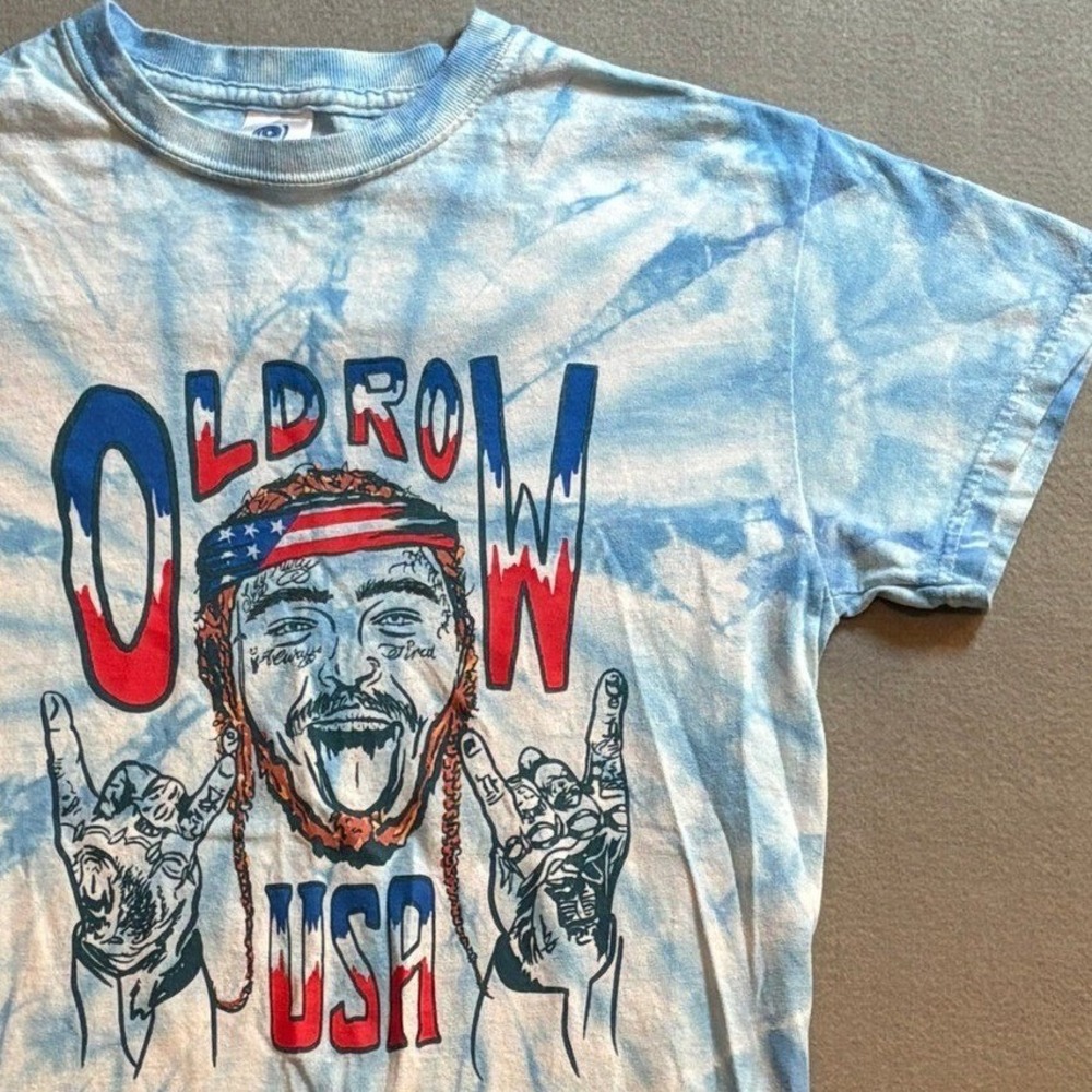 Old Row USA Post Malone Colortone Tie Dye T Shirt Blue White Mens S Hiphop Rap